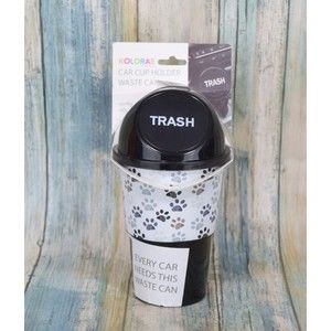 Kolorae Car Trash Can Cup Holder Waste Puppy Paws Print New